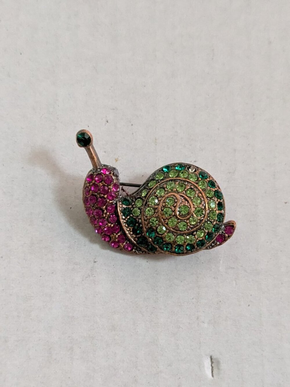 Pave Rhinestone Small Snail Slug Brooch Pin - Picture 4 of 5